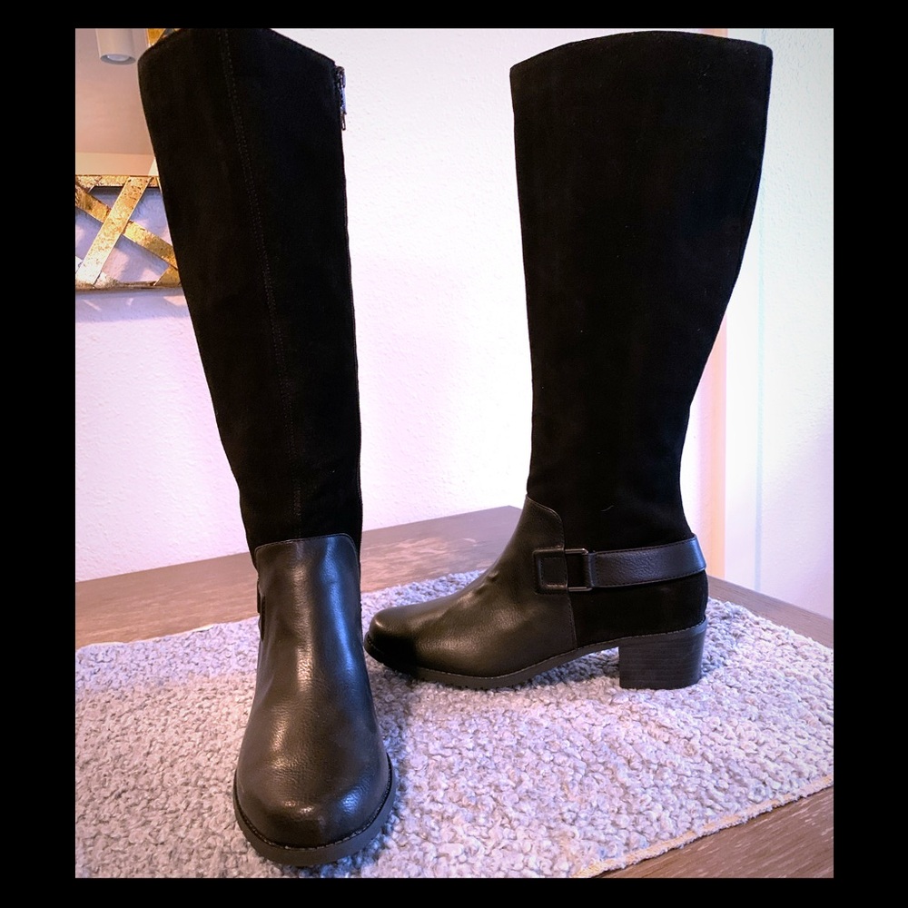 Black suede and leather riding boots!
